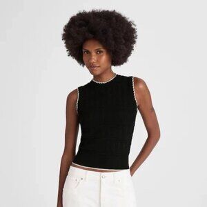 Madewell Black Mixed Stitch Sleeveless Sweater M NWT